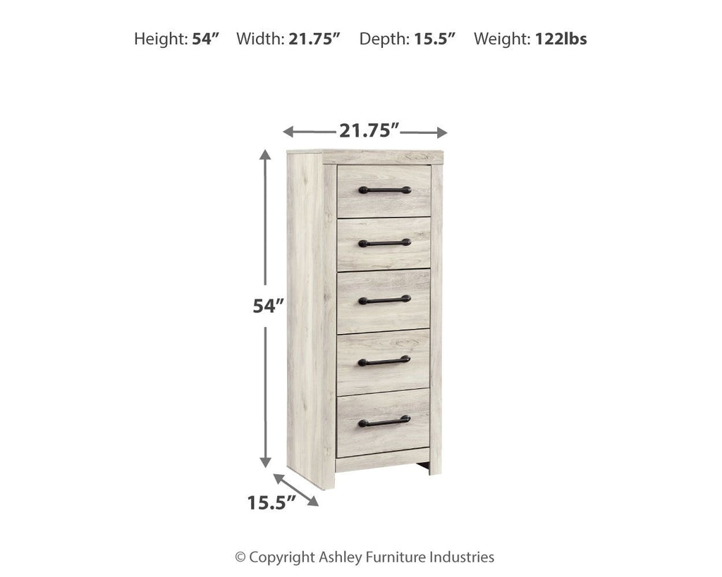 Dimension diagram: 54"H x 21.75"W x 15.5"D chest