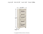Dimension diagram: 54"H x 21.75"W x 15.5"D chest