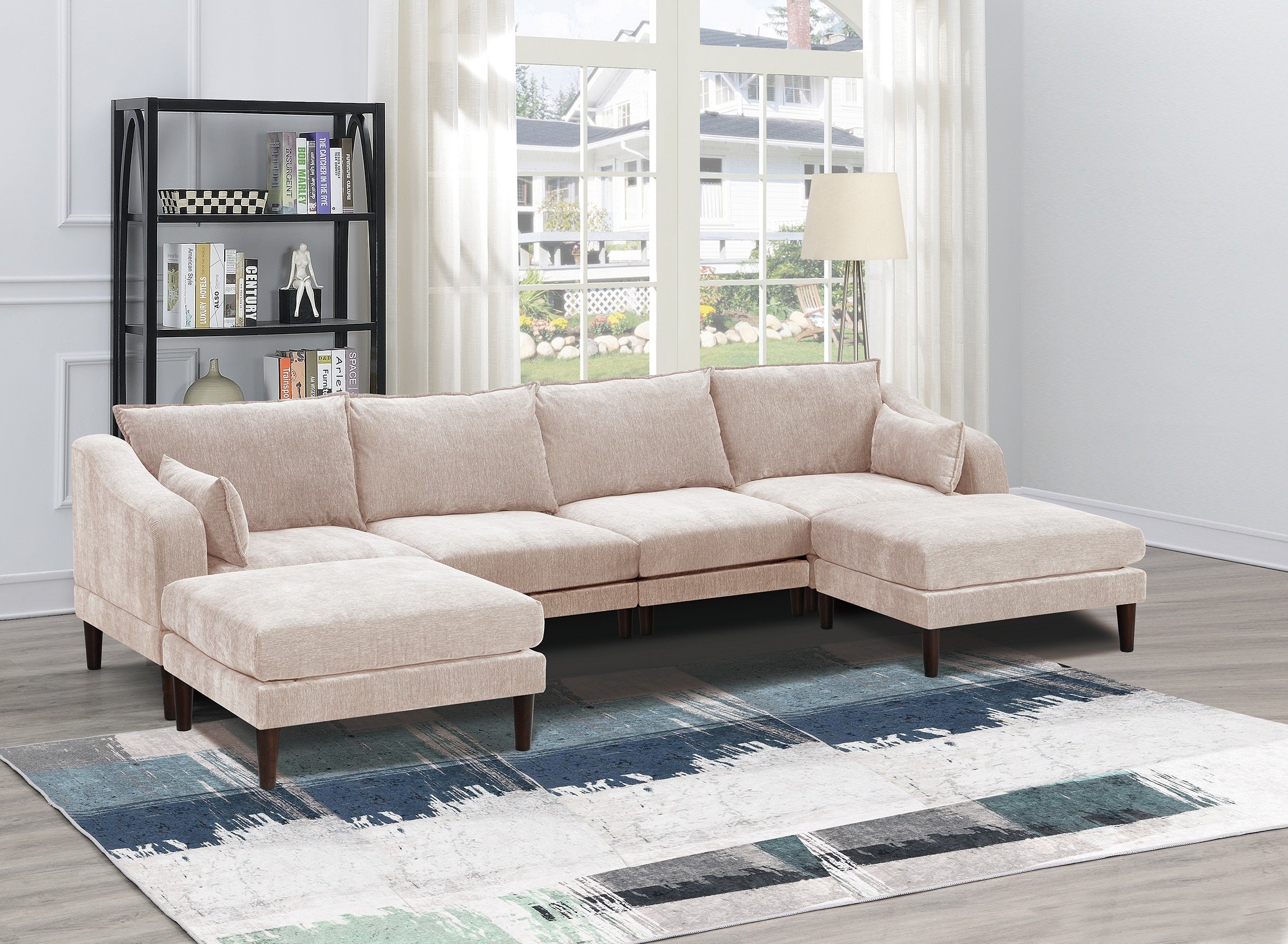 Modern 6pc U-Shape Modular Sectional Sofa Living Room
