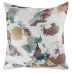 Herston square throw pillow with multicolor watercolor pattern on white background
