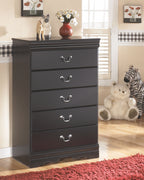 Black youth bedroom dresser with four drawers and curved knobs