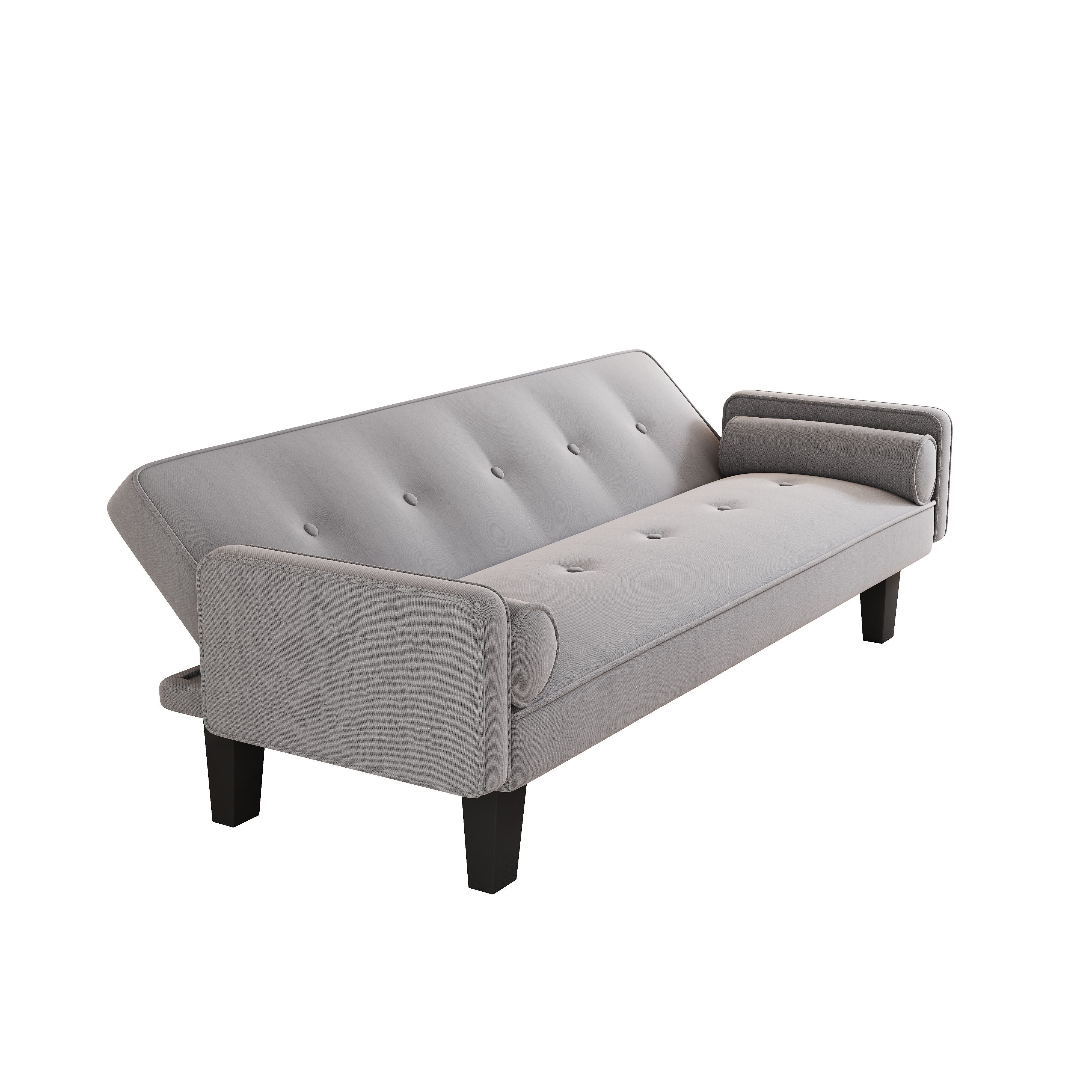 The Sofa Can Be Converted Into A Sofa Bed, Including Two Pillows, 72 "Light Grey Cotton Linen Sofa Bed Suitable For Family Living Rooms