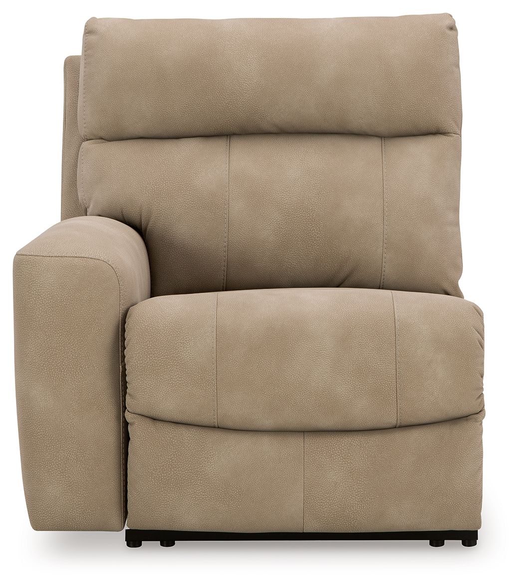 Sand fabric wall power recliner chair with wide back and rounded armrests