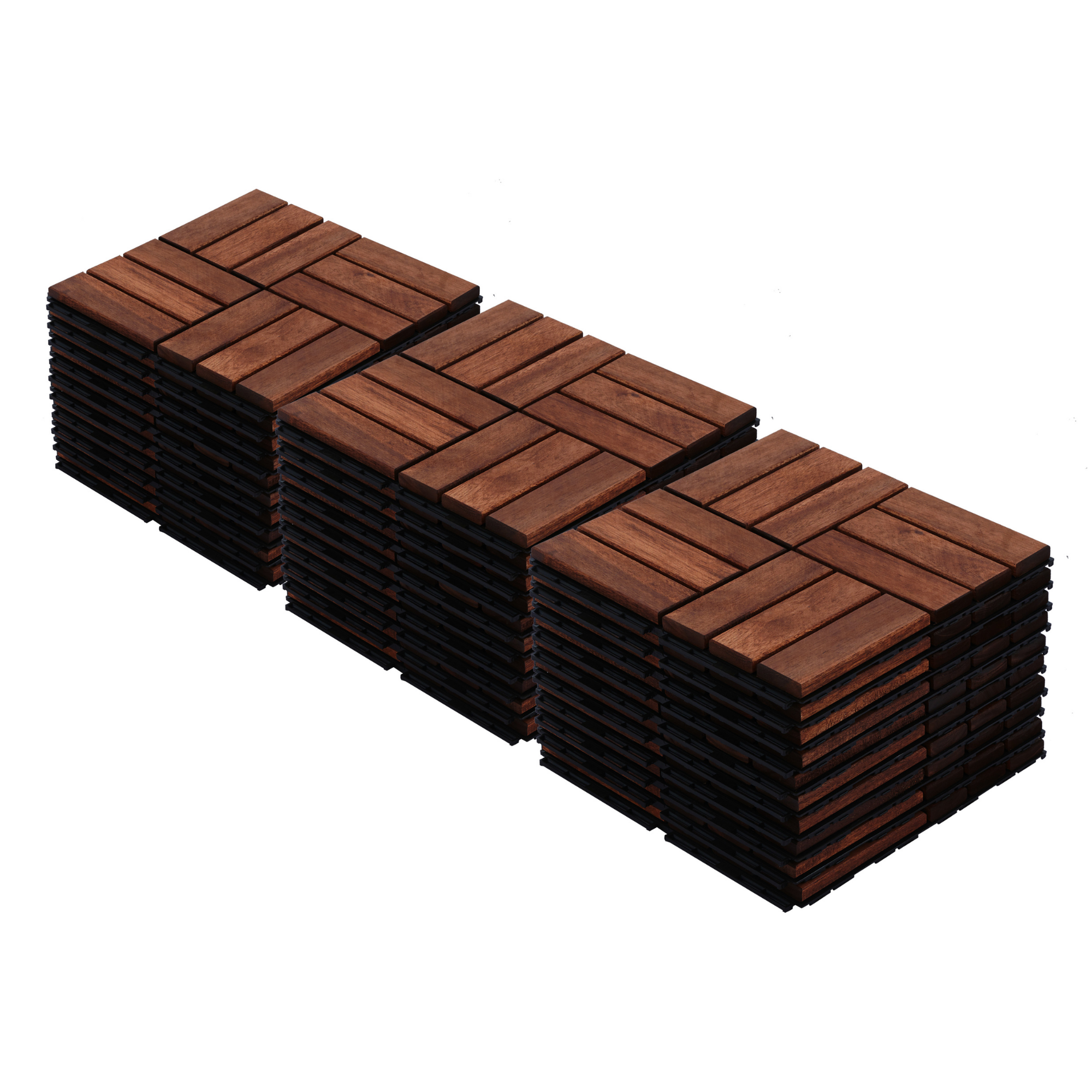 30 PCS Interlocking Deck Tiles 12" x 12" Acacia Hardwood Outdoor Flooring for Patio