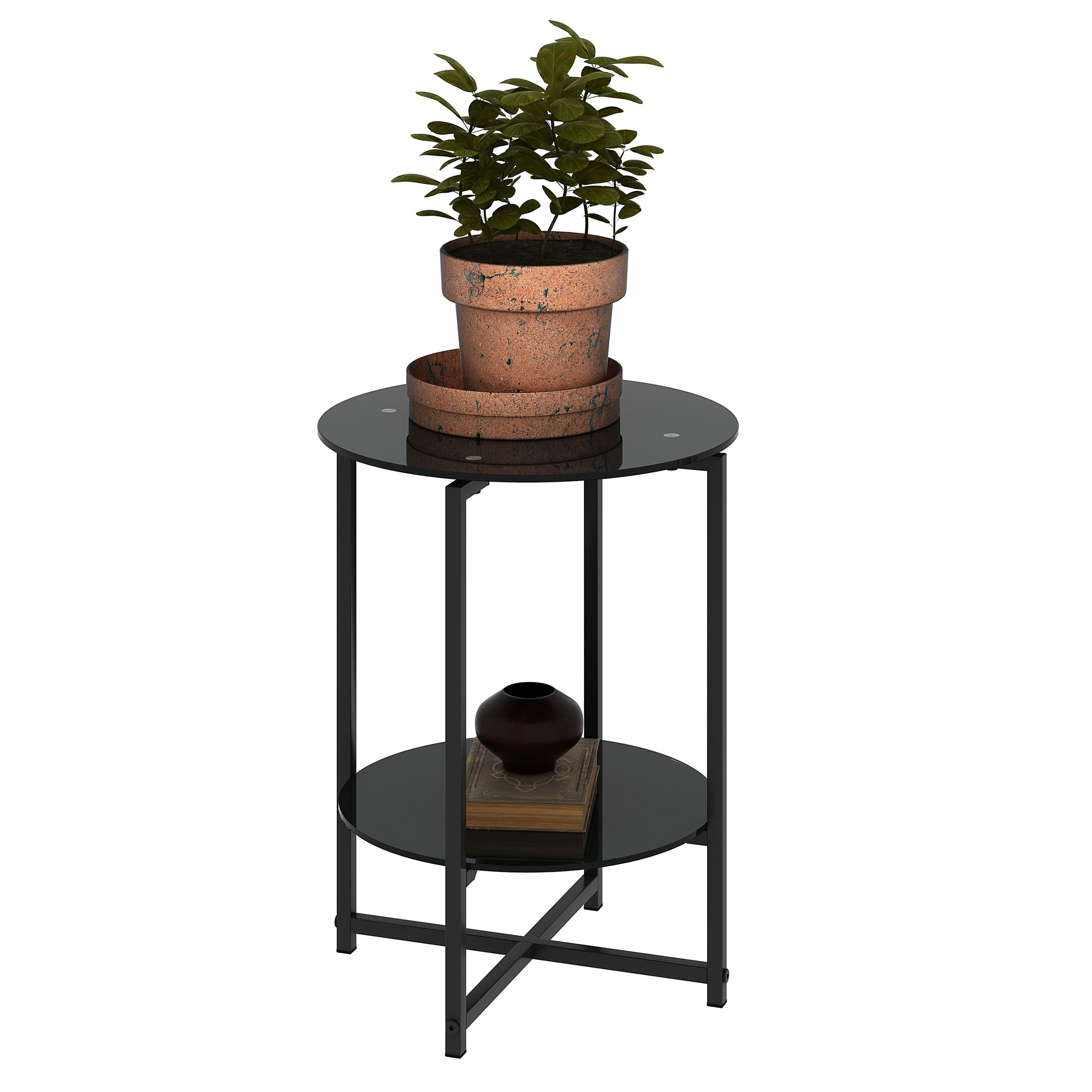 2- Layer End Table - Black