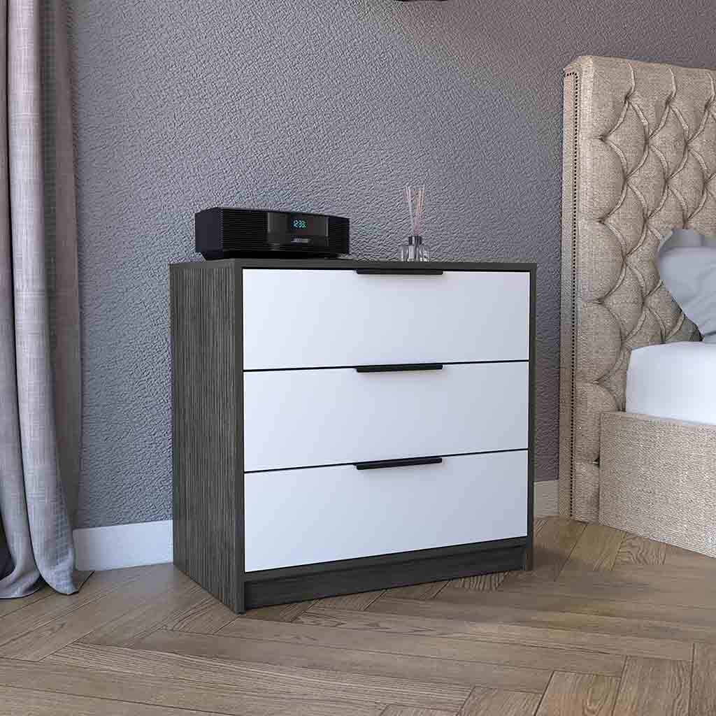 Kaia 3-Drawer Dresser - Smokey Oak White Superior Top