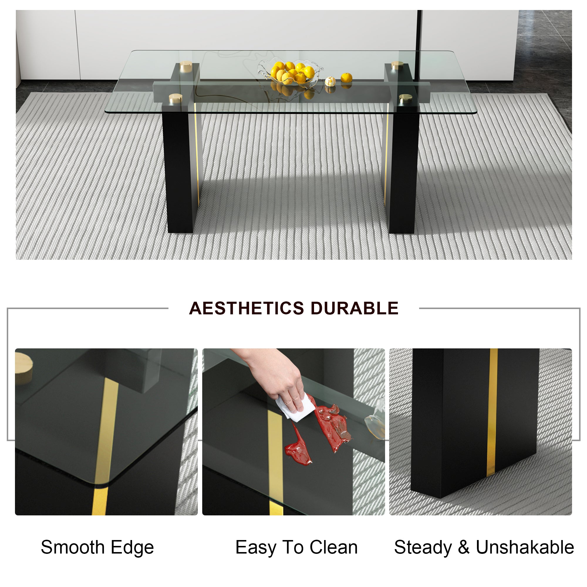Modern Glass Dining Table Set for 6-8 People