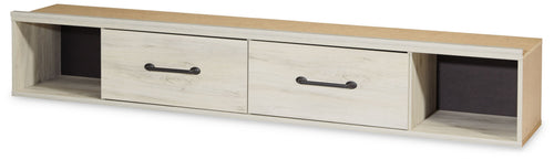 Whitewash under-bed storage with two drawers and open cubby compartments