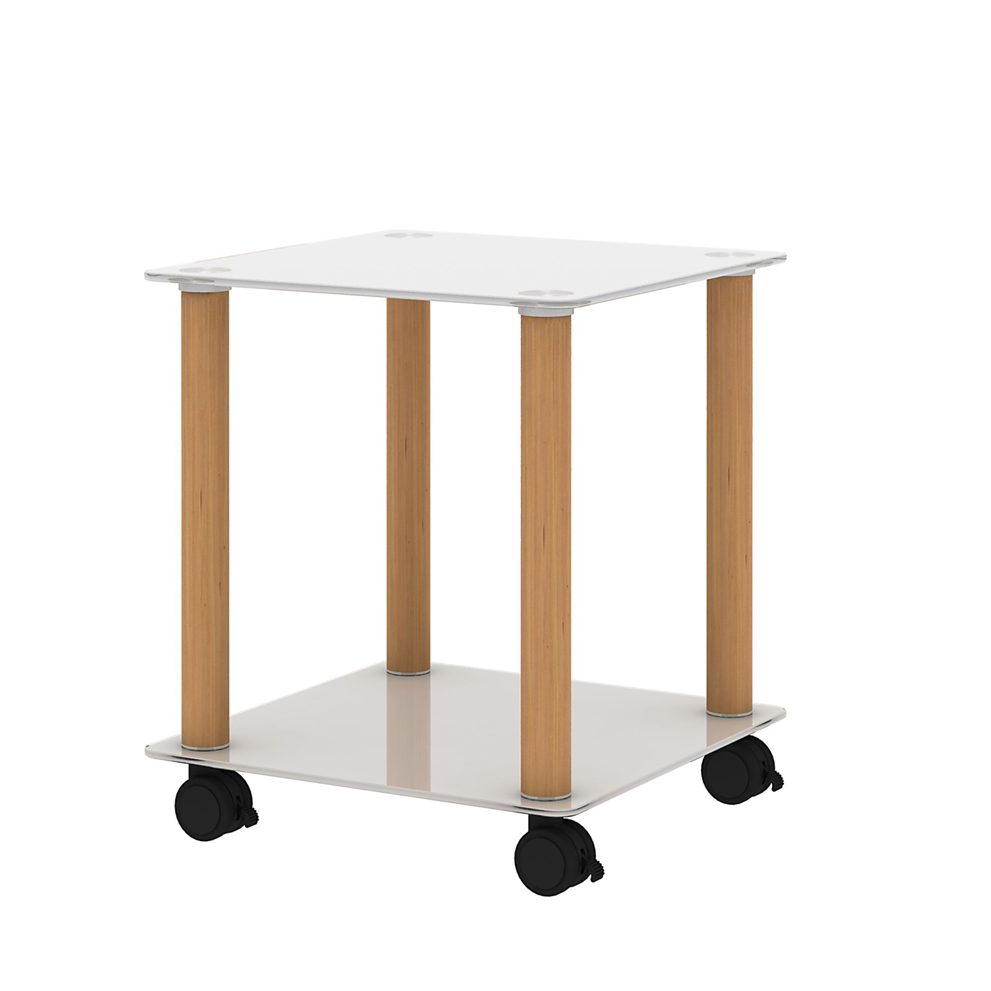 1 Piece White And Oak Side Table, 2-Tier Space End Table, Modern Night Stand, Sofa Table, Side Table With Storage Shelve