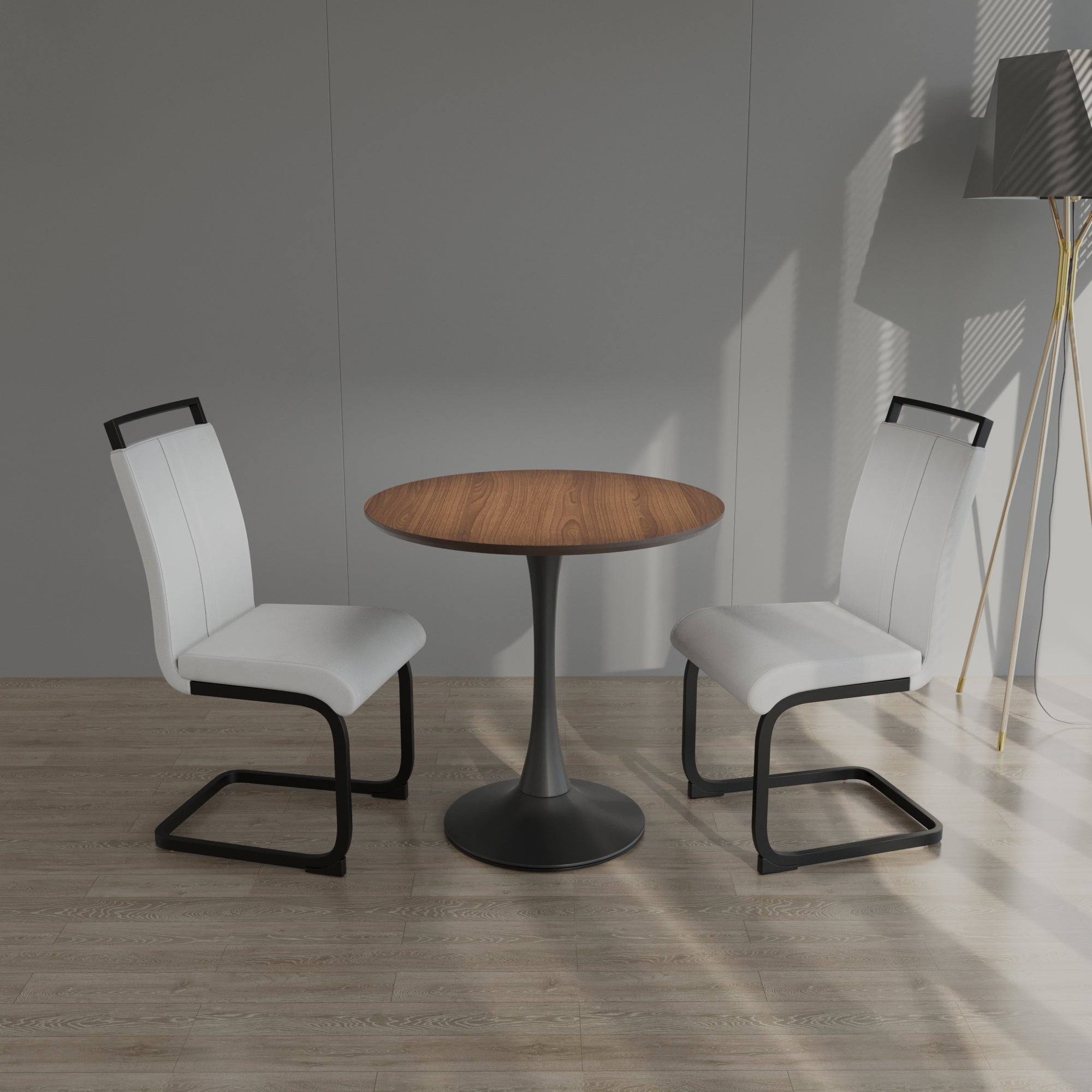 Tulip Dining Table Set, 31.5" Round, Walnut