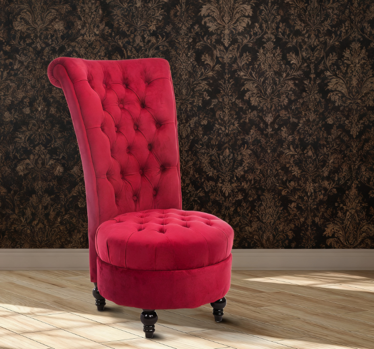 Retro Royal High Back Armless Accent Chair - Tufted Fabric