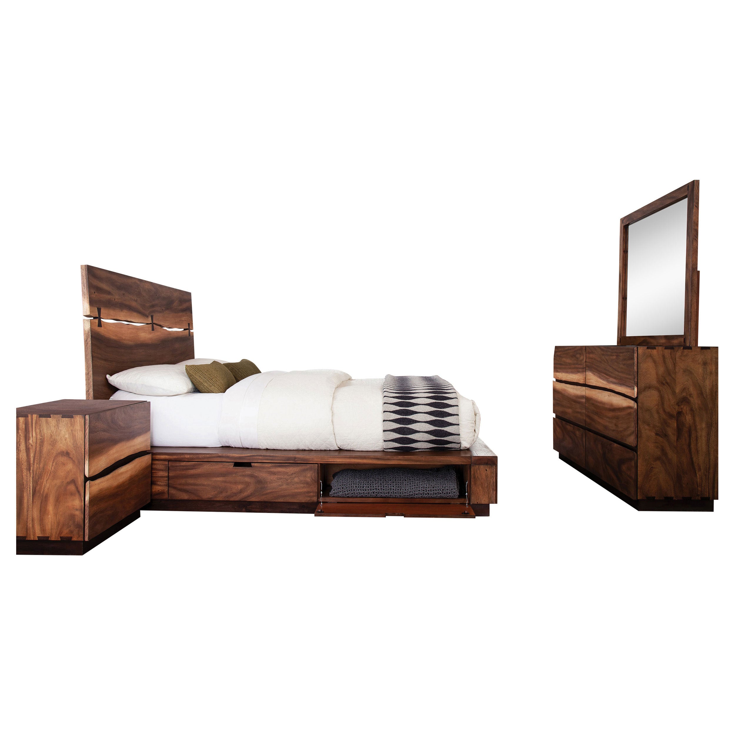 Tolt River Smokey Walnut 4-Piece Storage Bedroom Set - Shop Now!