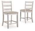 Skempton White Upholstered Barstool (Set of 2) - Padded, Backrest