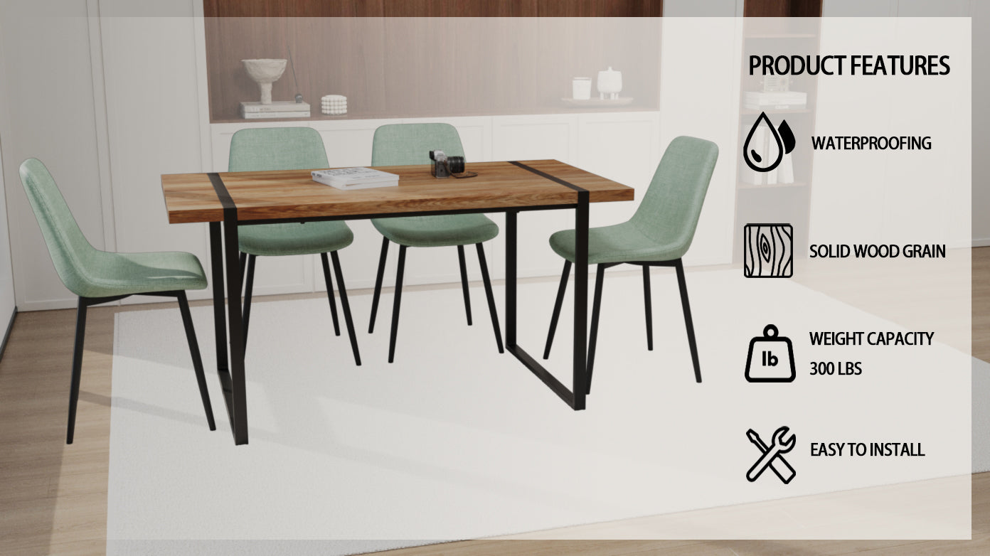 59" Modern Dining Table Set w/ Suede Chairs - 4 Pc