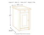 End table size diagram: height 23in, width 14in, depth 24.25in