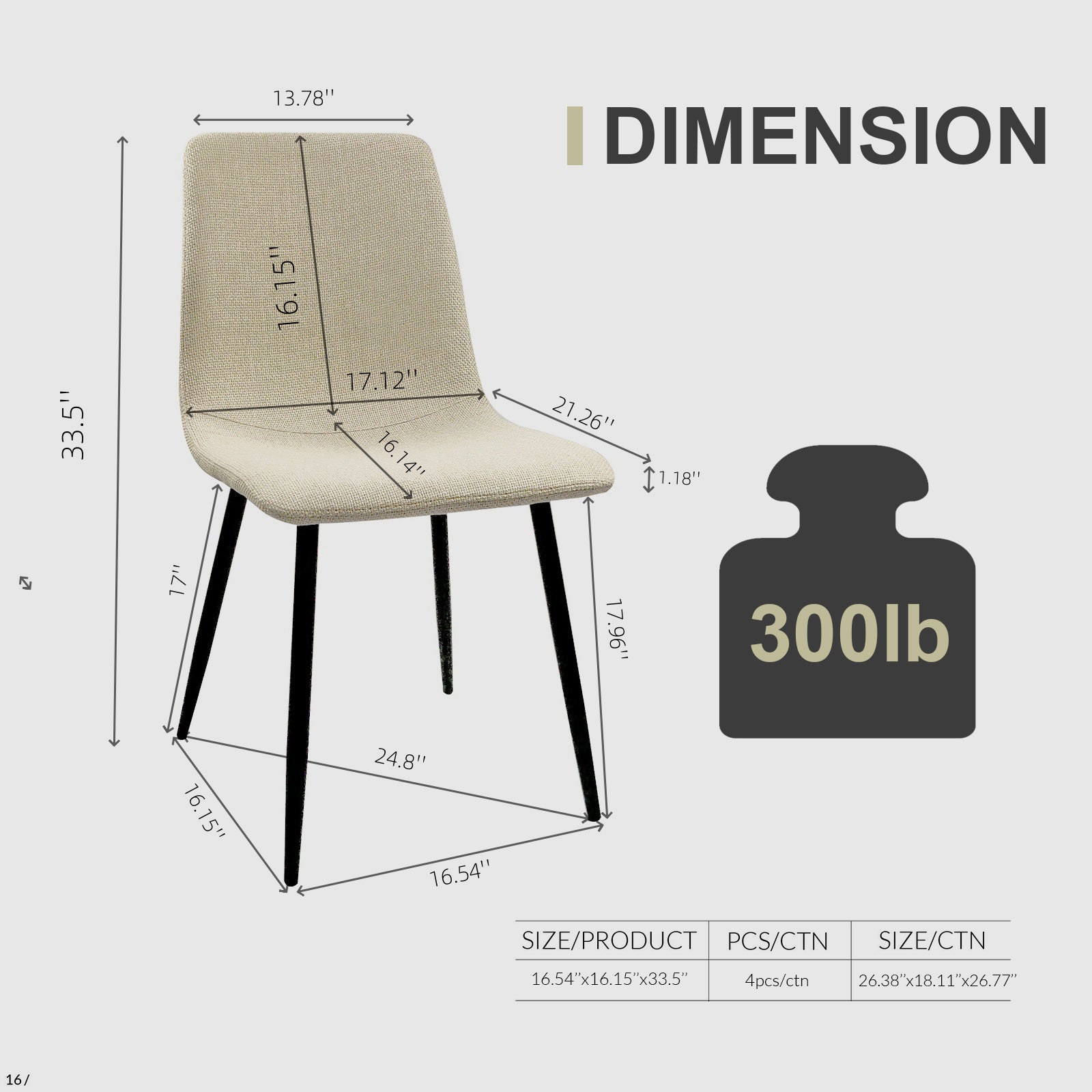 Modern Dining Table & 4 Chairs Set - 47"