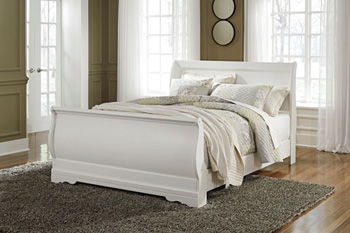 Queen sleigh bed frame rails, white, with headboard and footboard