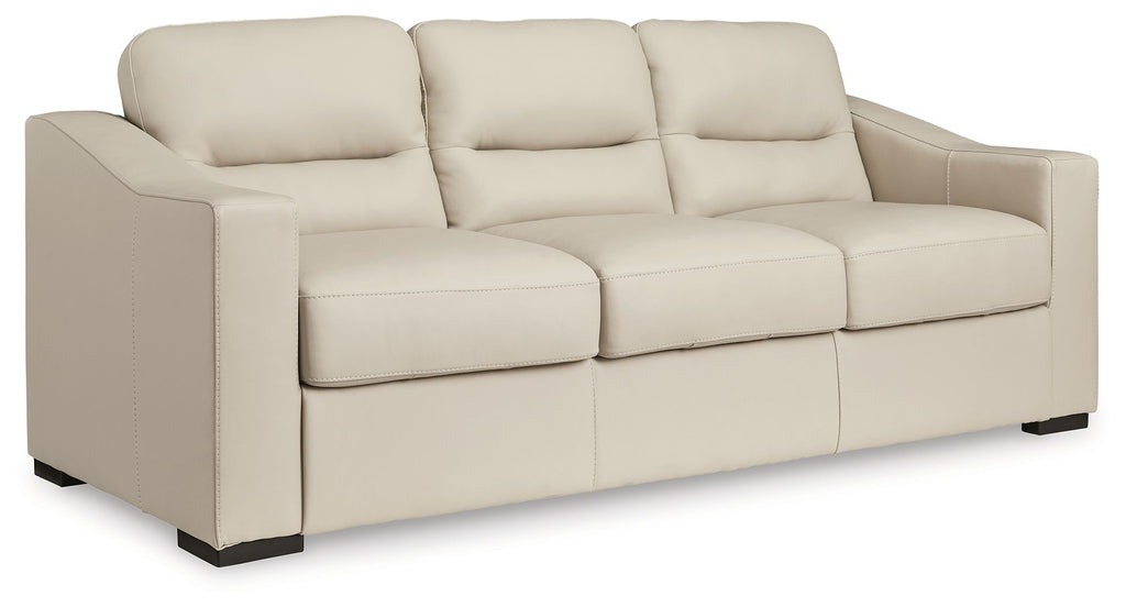 Almond 3-seat sofa with two front armrests and three back cushions