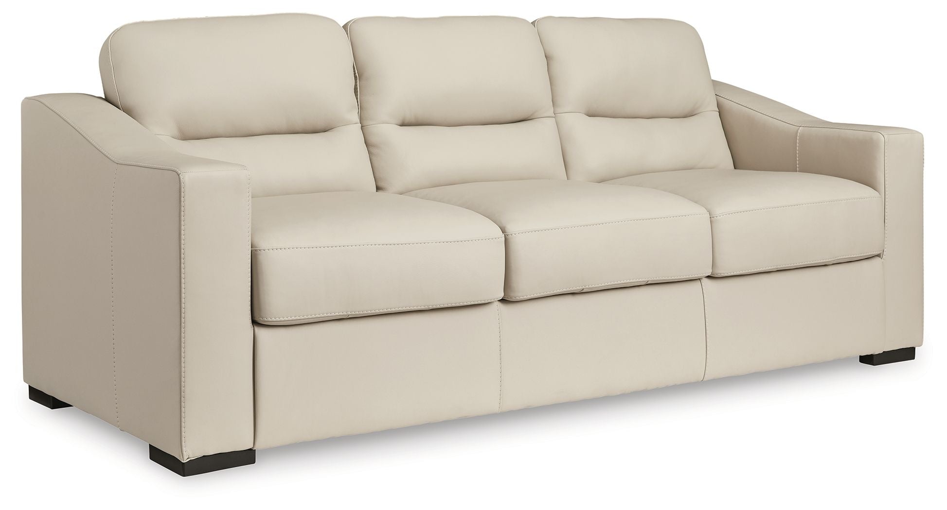 Almond 3-seat sofa with two front armrests and three back cushions