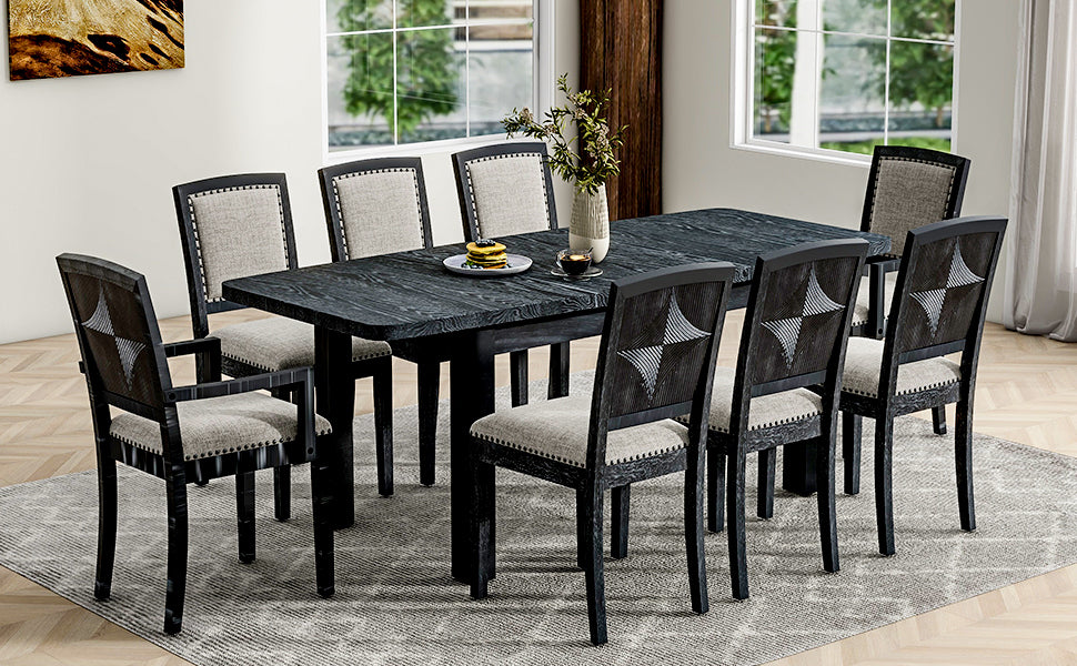 Rustic Farmhouse 9-Piece Extendable Dining Set
