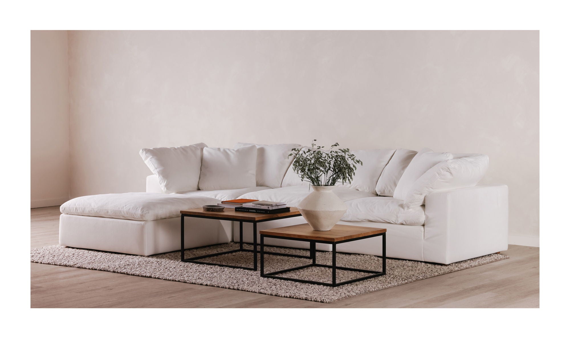 Clay Lounge Modular Sectional - LiveSmart Fabric - Cream White - Comfortable and Stylish Living Room Furniture