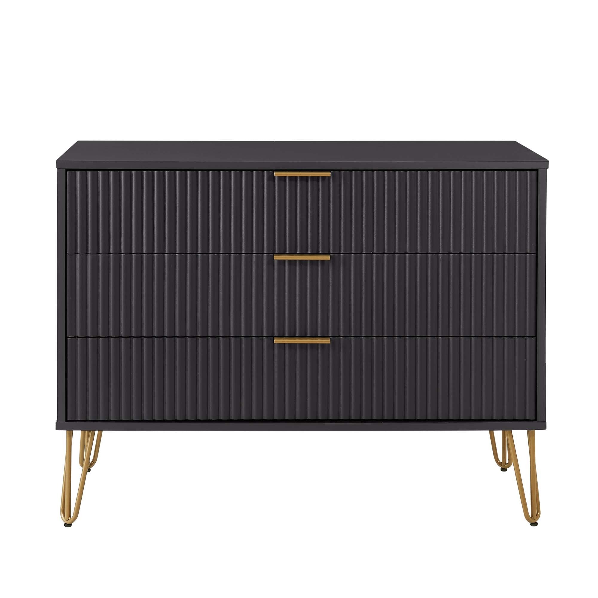 Dumbo 35" Black Fluted 3-Drawer Dresser