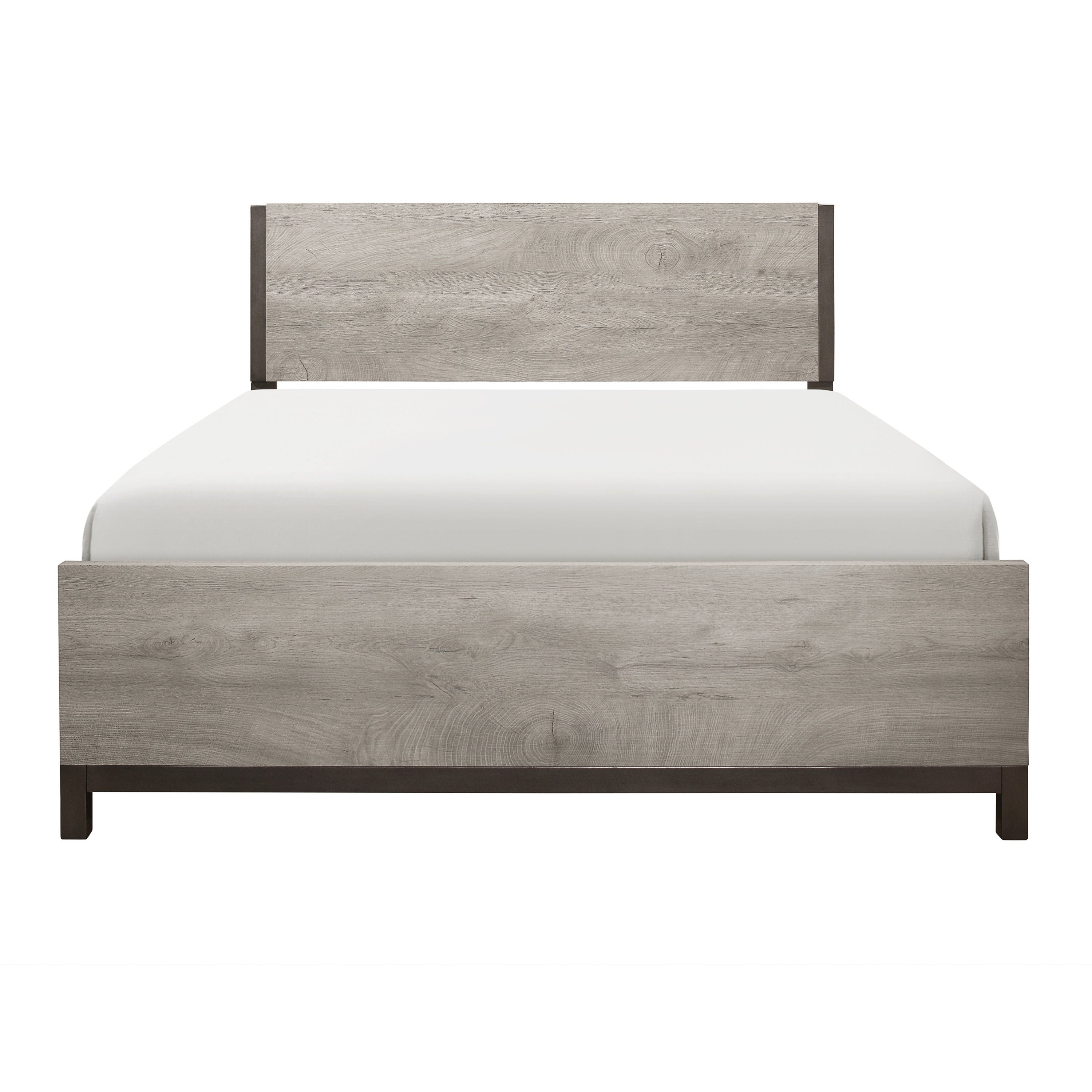 Modern Light Gray Full Size Bed - Melamine Bedroom Furniture
