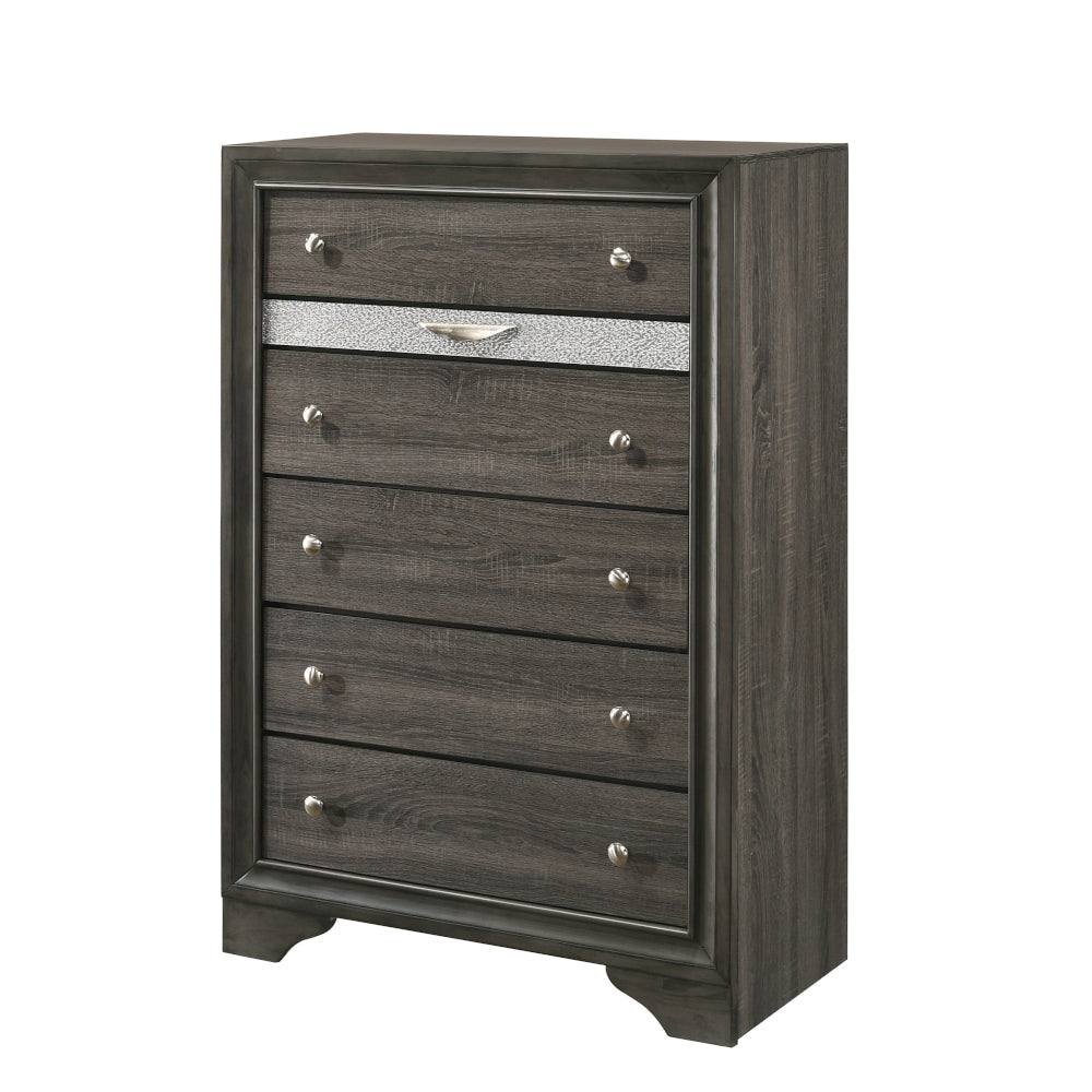 Naima Gray Finish Chest: Modern Bedroom Storage Drawers