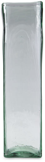 Taylow green glass vase, tall and narrow with wide top opening