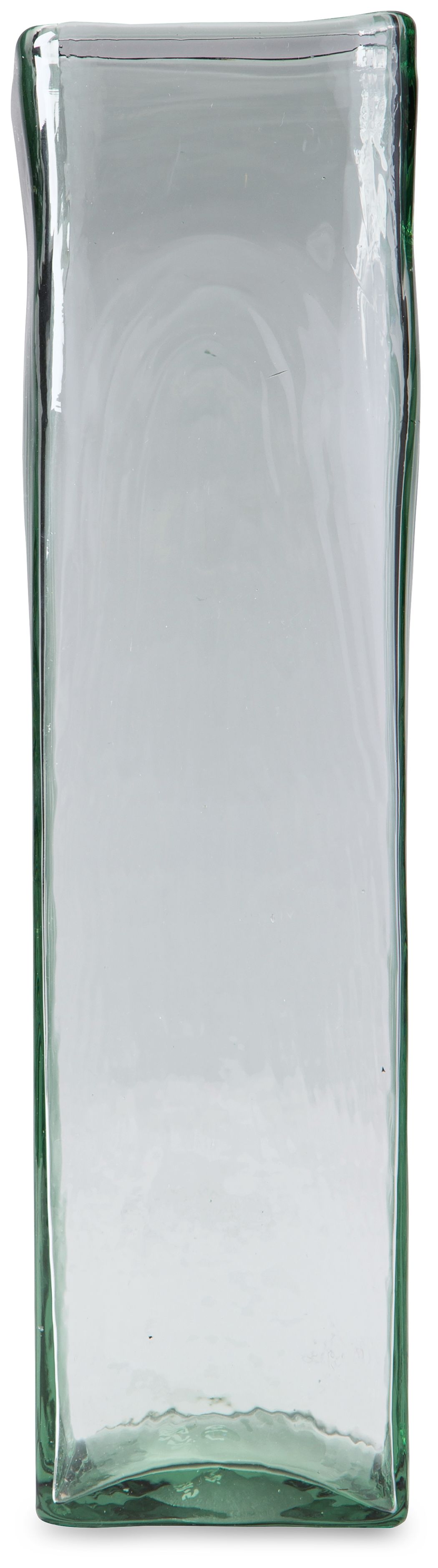Taylow green glass vase, tall and narrow with wide top opening