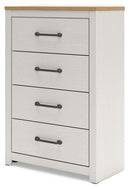 Linnocreek - White / Warm Brown - Four Drawer Chest