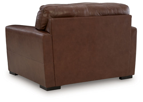 Chair and a half armchair in dark brown leather with smooth seat and armrests