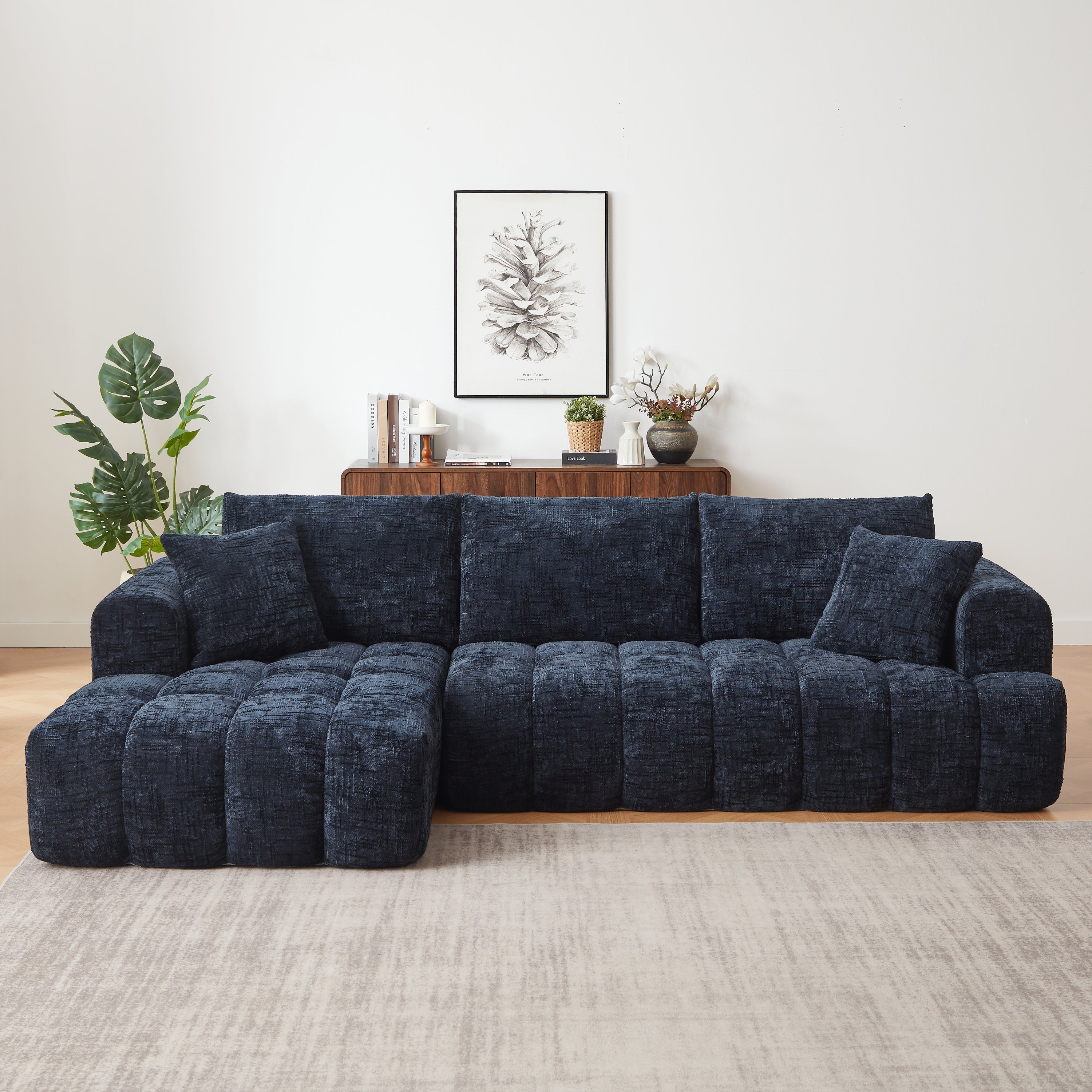 Luxury Minimalist Chenille L-Shape Sleeper Sofa