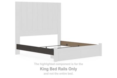 Charcoal king bed rail with dark side guard for bed stability