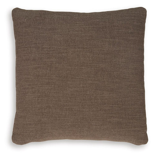 Brockbert pillow in medium brown, square, textured fabric