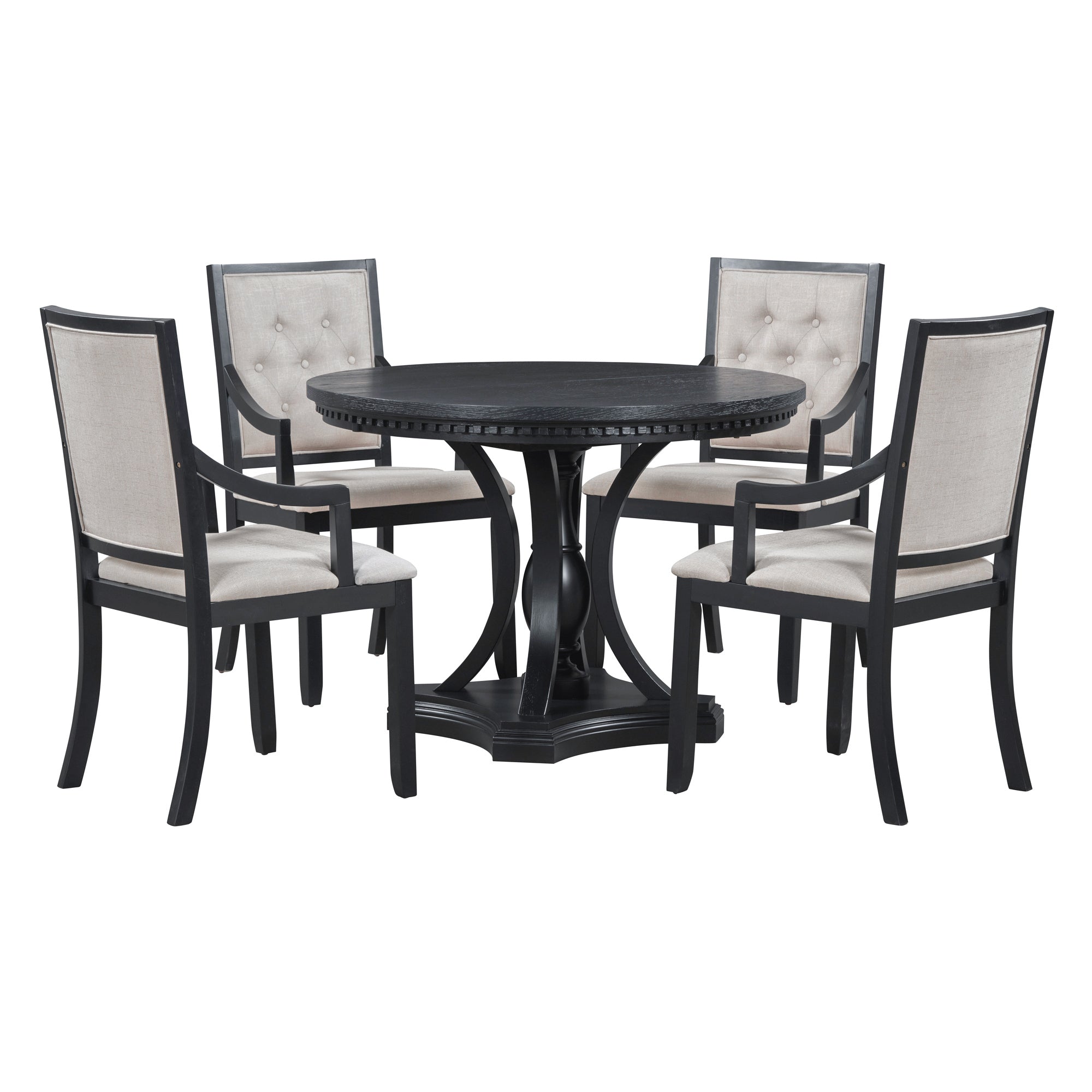 Retro 5-Pc Dining Set Black Oak