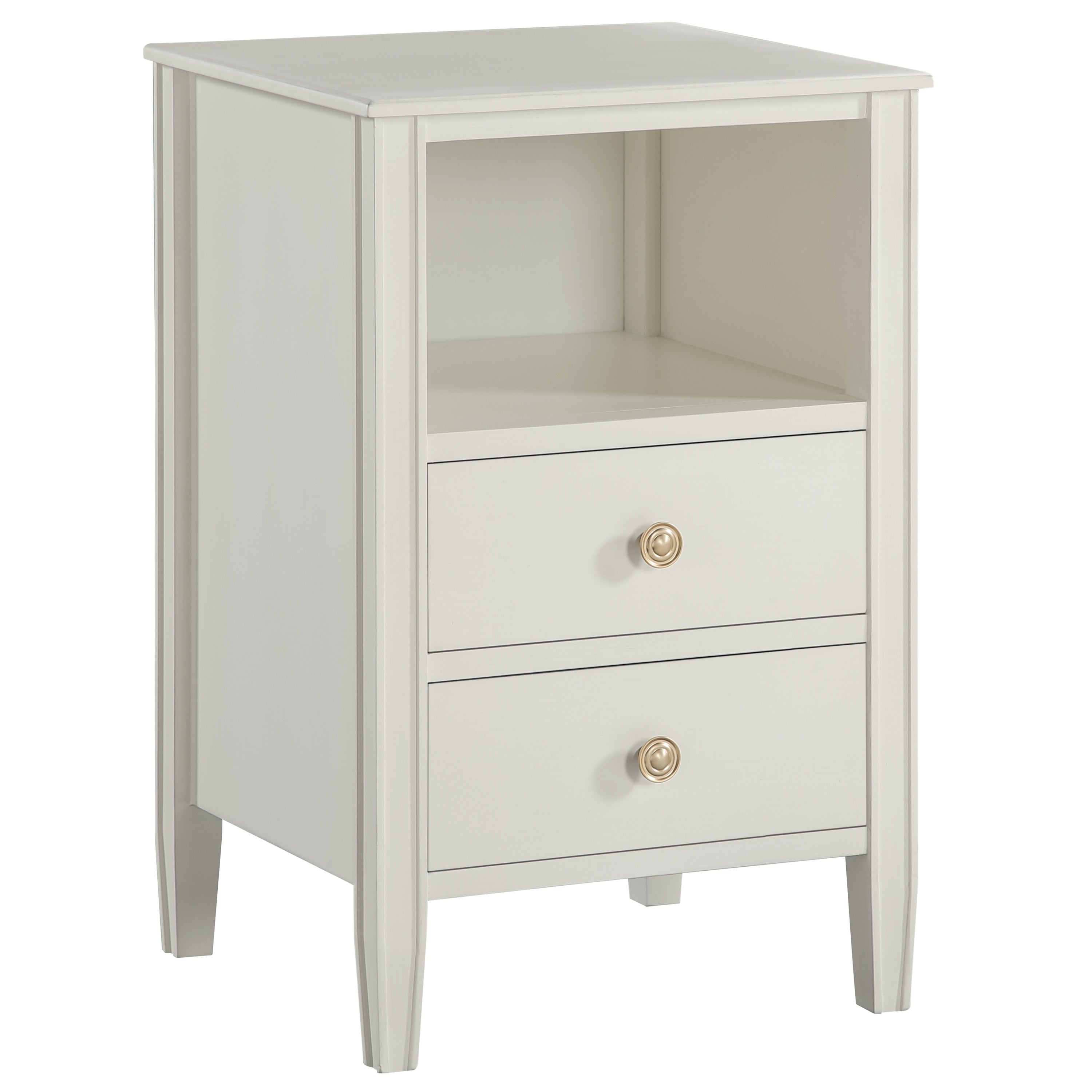 Winston 2-Drawer Storage Nightstand - Antique White Fluted Wood Legs