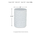 White stool dimensions: 17.5" height, 13" width, 13" depth