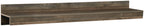 Brown wood bridge shelf with layered frame and flat top