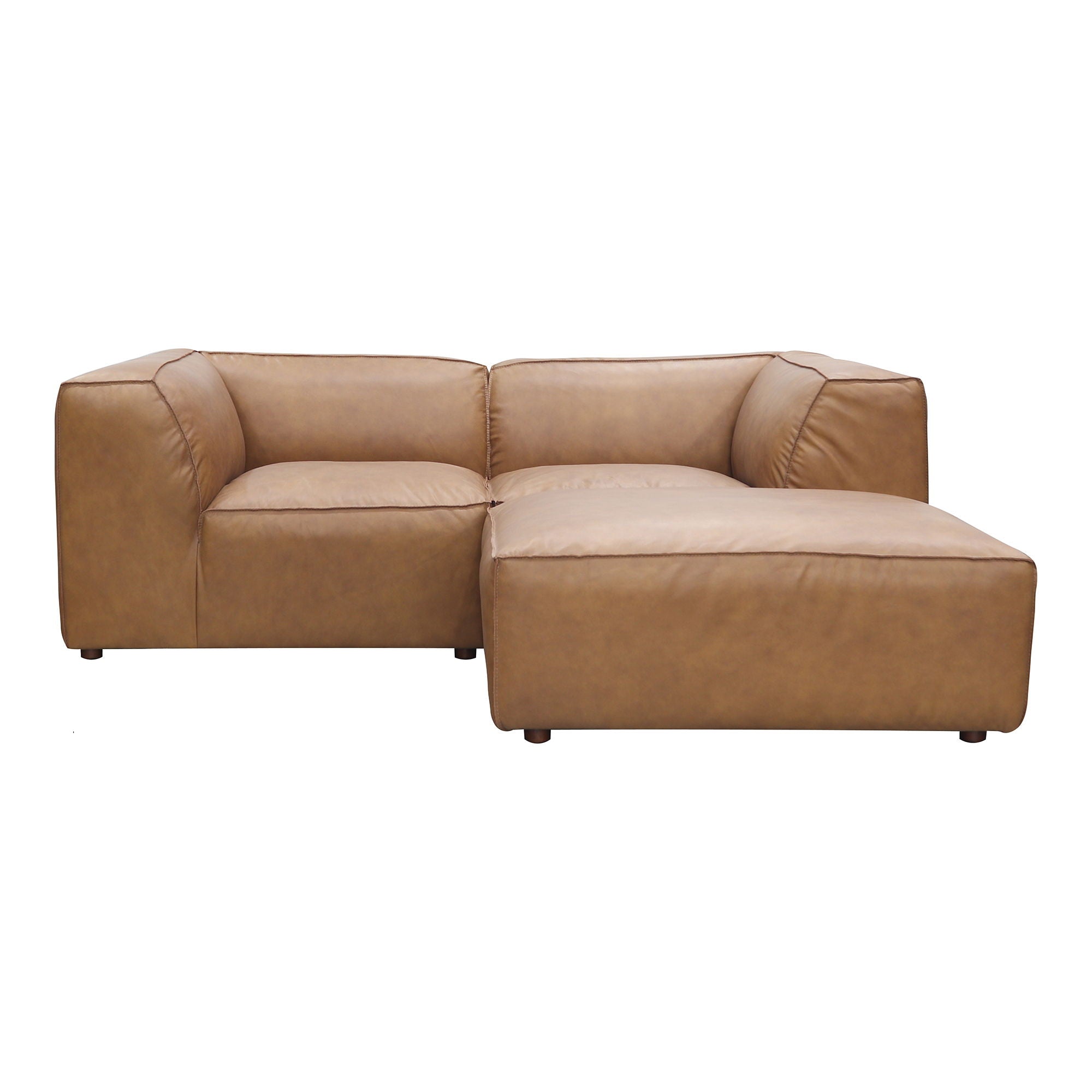 Tan Leather Nook Modular Sectional - 3-Piece, Form-Moe's Home Collection-American Furniture Outlet