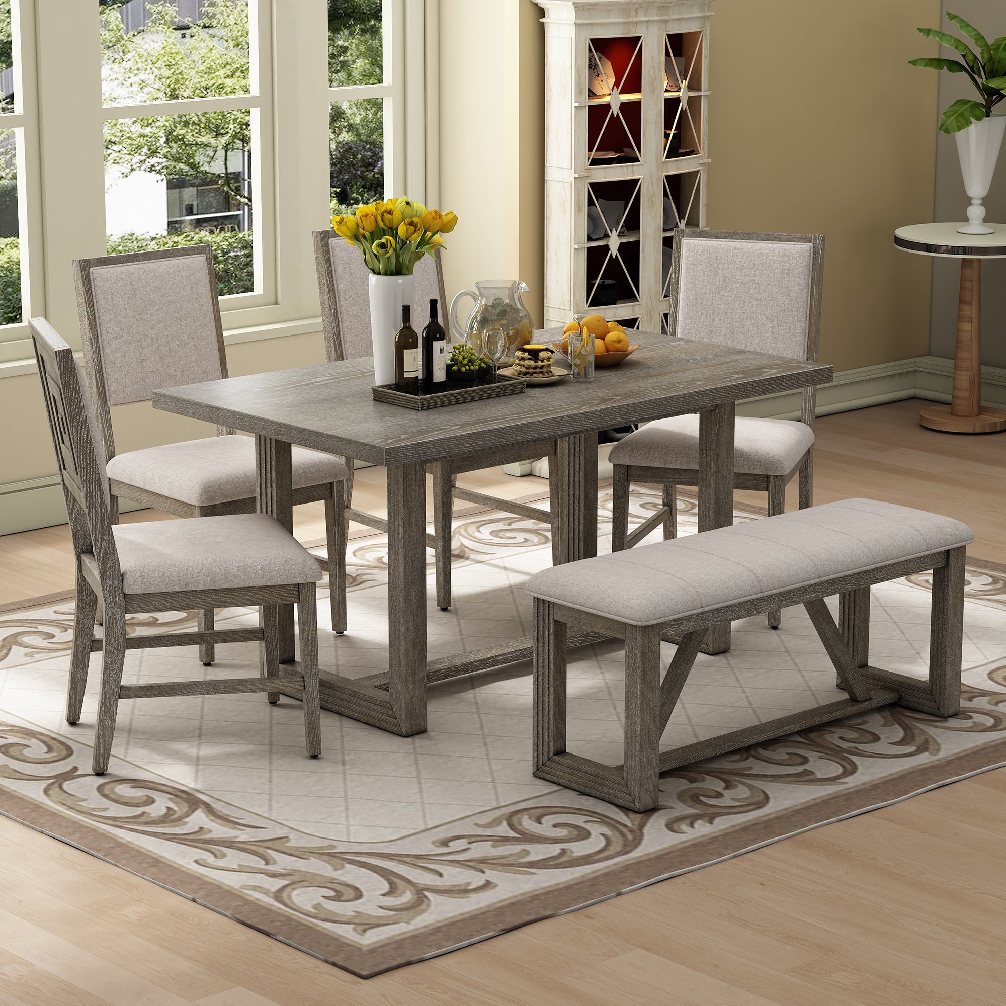 6-Pc Retro Dining Set Gray