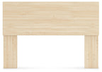 Light wood panel headboard with full-width panel and vertical end supports.