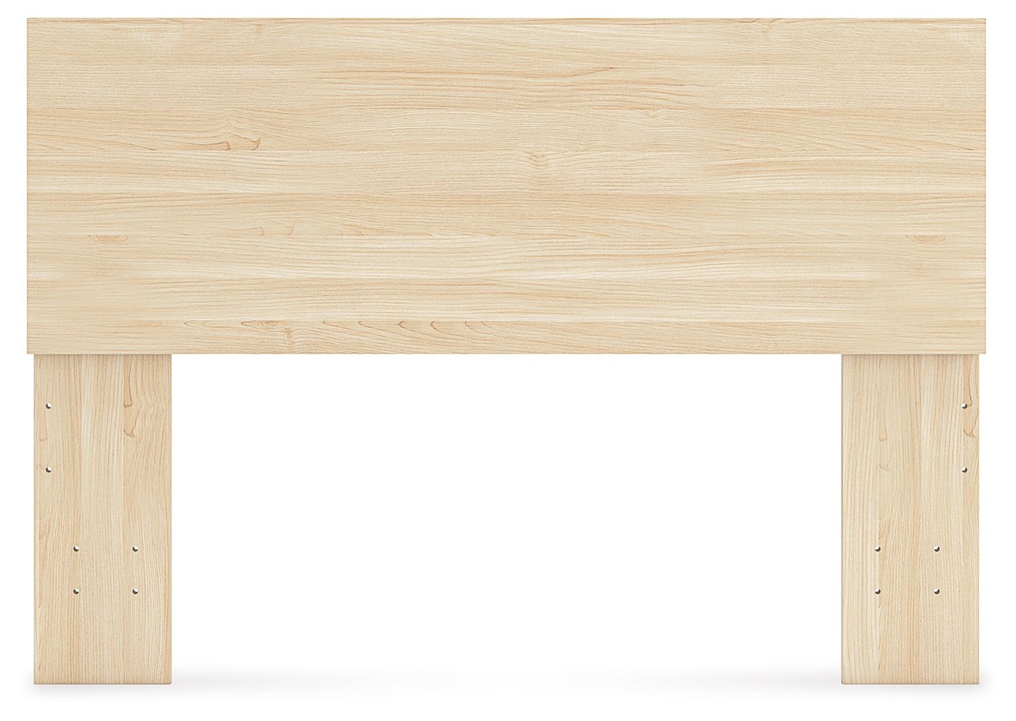 Light wood panel headboard with full-width panel and vertical end supports.
