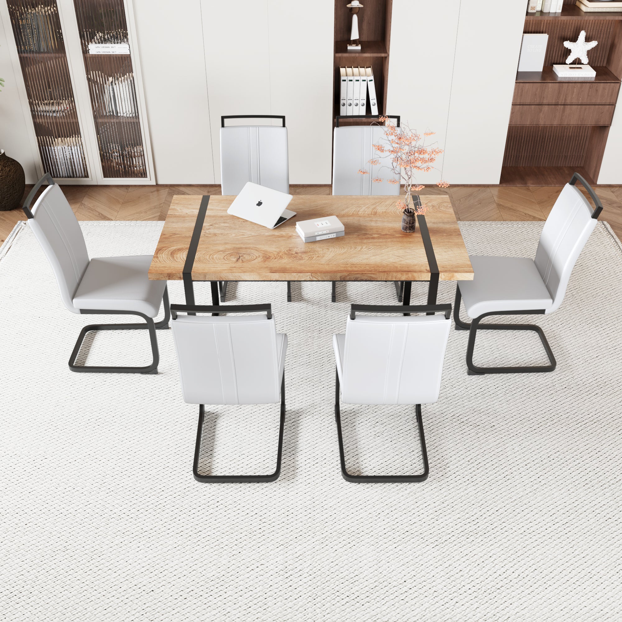59" Rustic Industrial Dining Table Set for 6