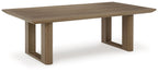 Rectangular cocktail table with dark brown wood-look top and four sturdy legs