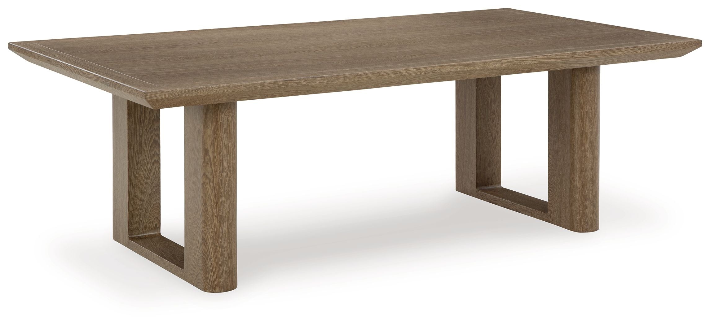 Rectangular cocktail table with dark brown wood-look top and four sturdy legs