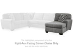 Right-arm facing gray corner chaise with block feet
