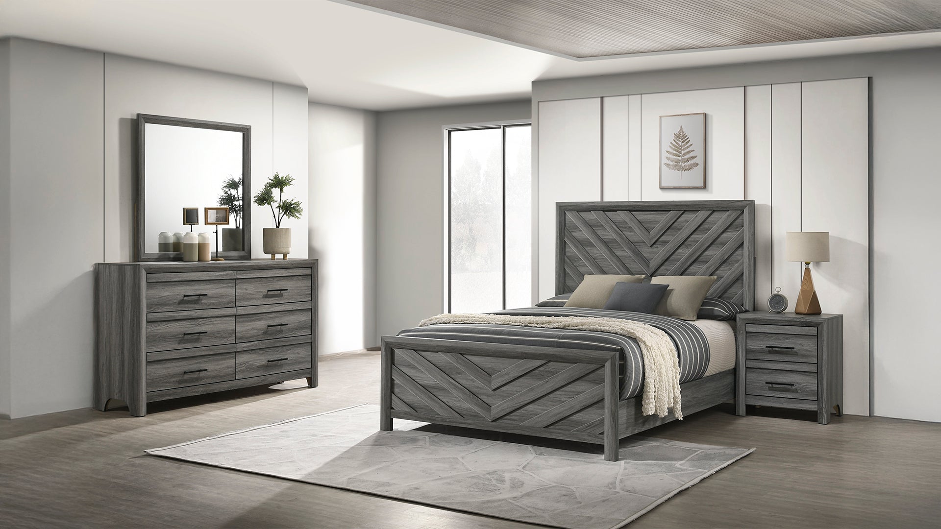 Denver Modern 4 Pc Twin Bedroom Set - Gray