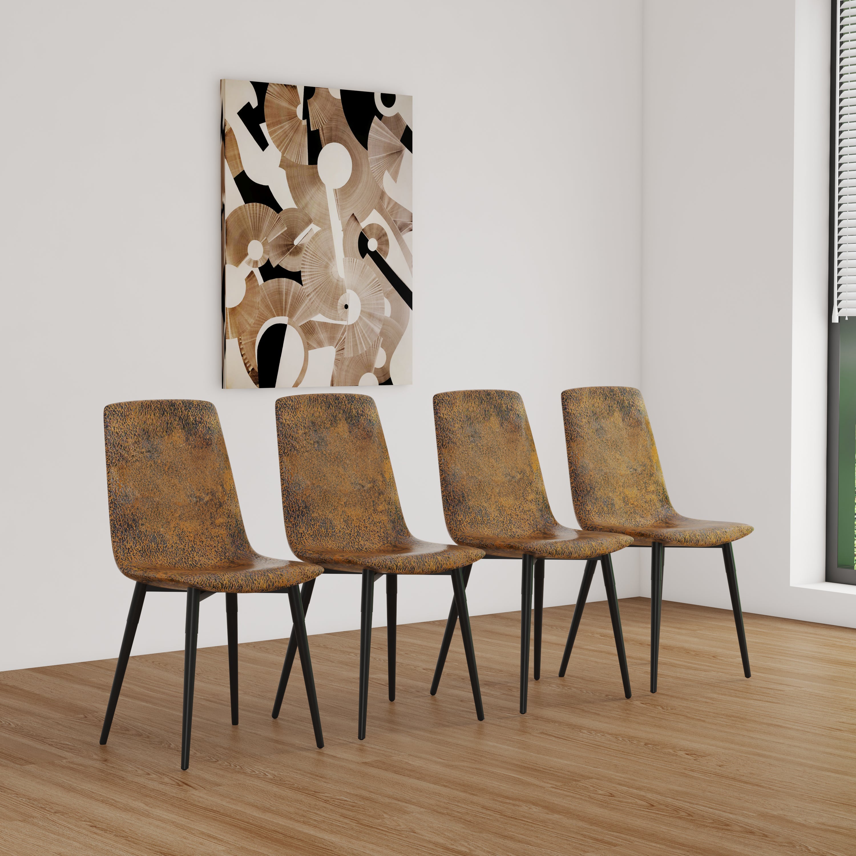 55" MDF Dining Table & 4 Suede Chairs Set