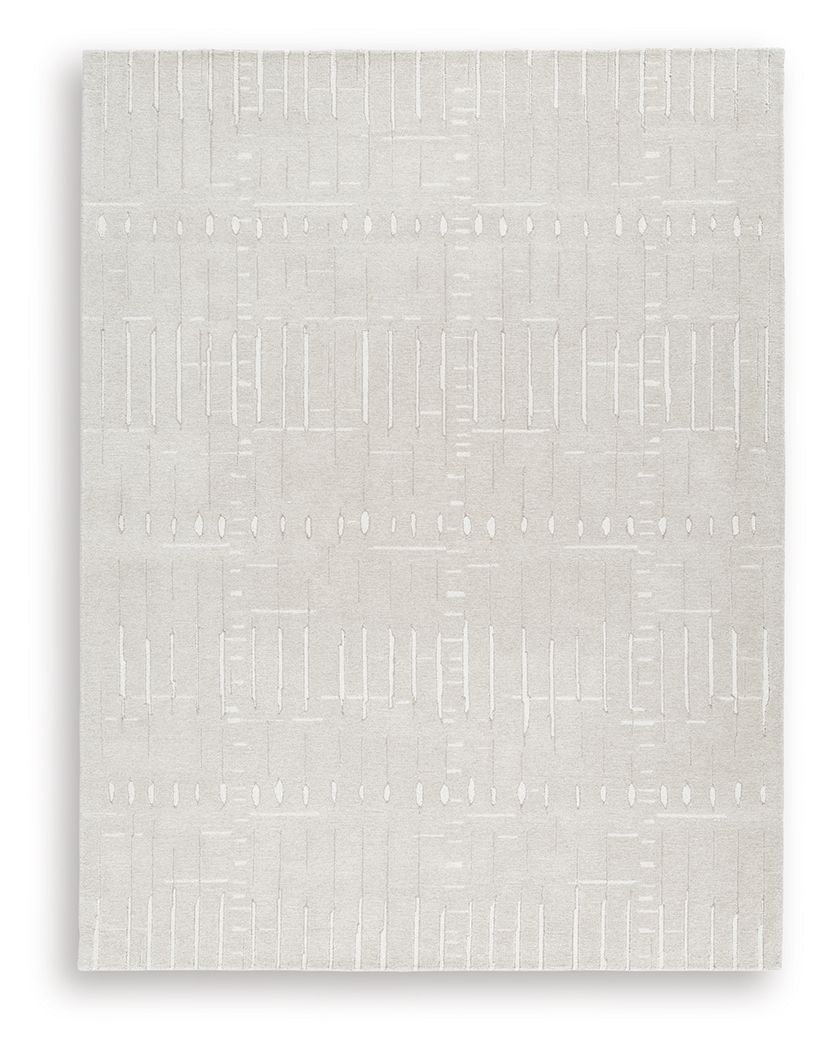 Light brown rug with geometric woven pattern
